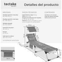 Exterior de Aluminio, Tumbona Plegable con Reposacabezas, Parasol y Bolsillo Lateral, Tumbona - details 2