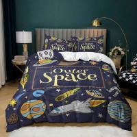 Juego de Ropa de Cama Espacial para Niños con Cubierta de Edredón de Estrellas de Universo Azul Tamaño Completo/Queen/King para Niños Niñas Adolescentes - details 2