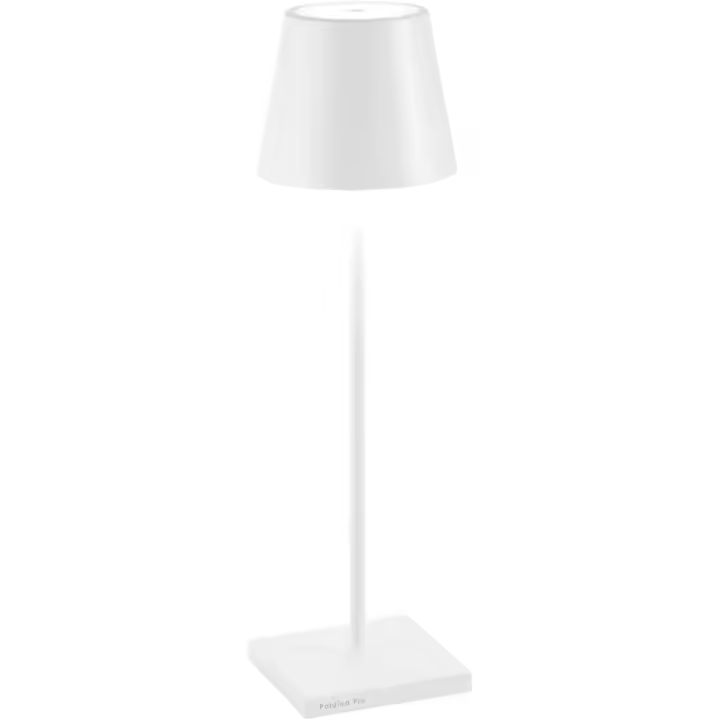 Lámpara Poldina Pro, Lámpara de Mesa Recargable e Inalámbrica con Control Táctil, También Adecuada como Lámpara de Exterior, Atenuador, 2200-3000 K, Altura 38 cm, Color Blanco - 1