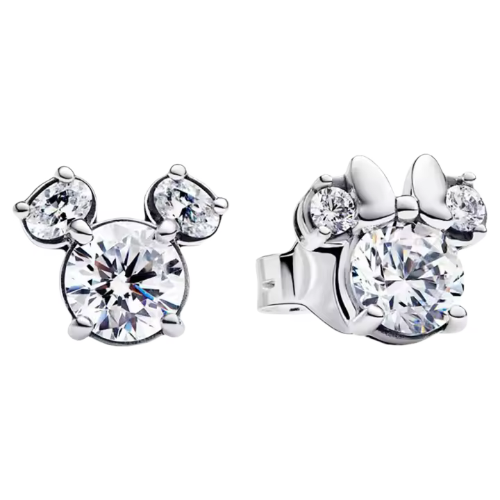 Pendientes de plata de ley Pendientes brillantes de ratón y Minnie Mouse, incluye caja original - 1