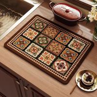 Estera de secado de platos de estilo americano, vajilla de barro de diatomeas Retro, estera absorbente de cocina antideslizante resistente al calor para vacaciones - details 4
