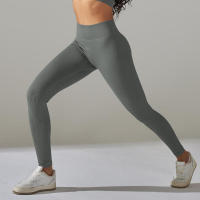 Pantalones deportivos de cintura alta sin costuras para yoga para mujer para hacer ejercicio y correr - details 4