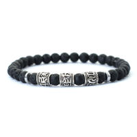 Noter Mantra pulsera Para Hombre 6mm howlita Lava ojos de tigre cuentas Braslet vikingo accesorios Pulseras Para Hombre pulsera del Tíbet - details 8
