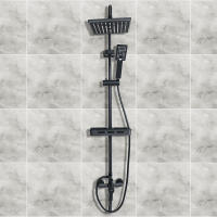Traje de ducha de baño negro, sistema de ducha de bañera colgante de pared, traje de ducha presurizada de agua de lluvia, juego - details 8