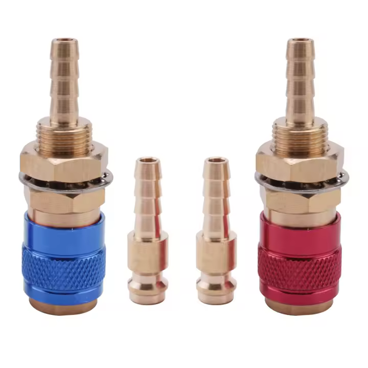 Adaptador de agua a Gas refrigerado por agua, conector rápido de 2 piezas y 6mm, enchufe para soplete de soldadura MIG TIG, azul y rojo - 1