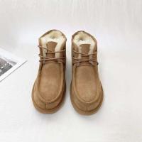 Nuevas botas de nieve con cordones para hombre de lana de cuero genuino cálidas y antideslizantes - details 4