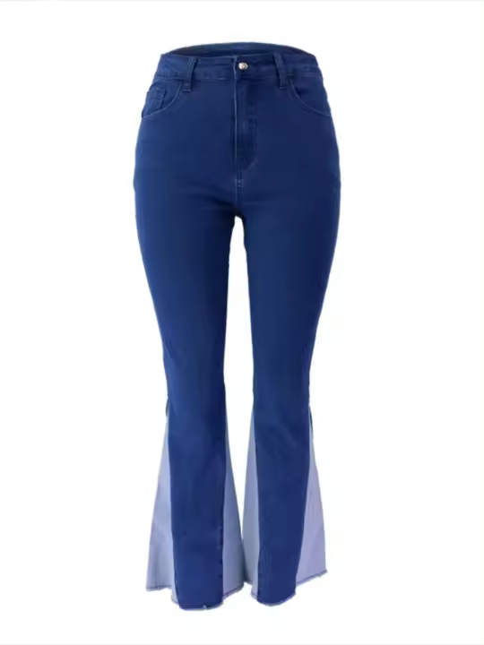 Pantalones acampanados con cordón para mujer en color contrastante, buena calidad, estilo chic y elegante - 1