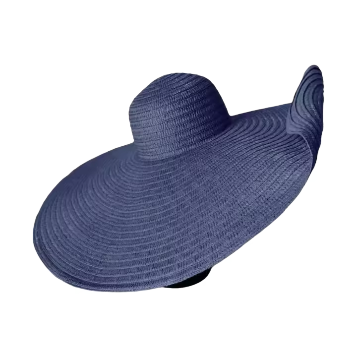 Sombrero de Playa de Paja de Color Sólido Sombrero de Sol para Mujer de Escala Grande con Borla - 1