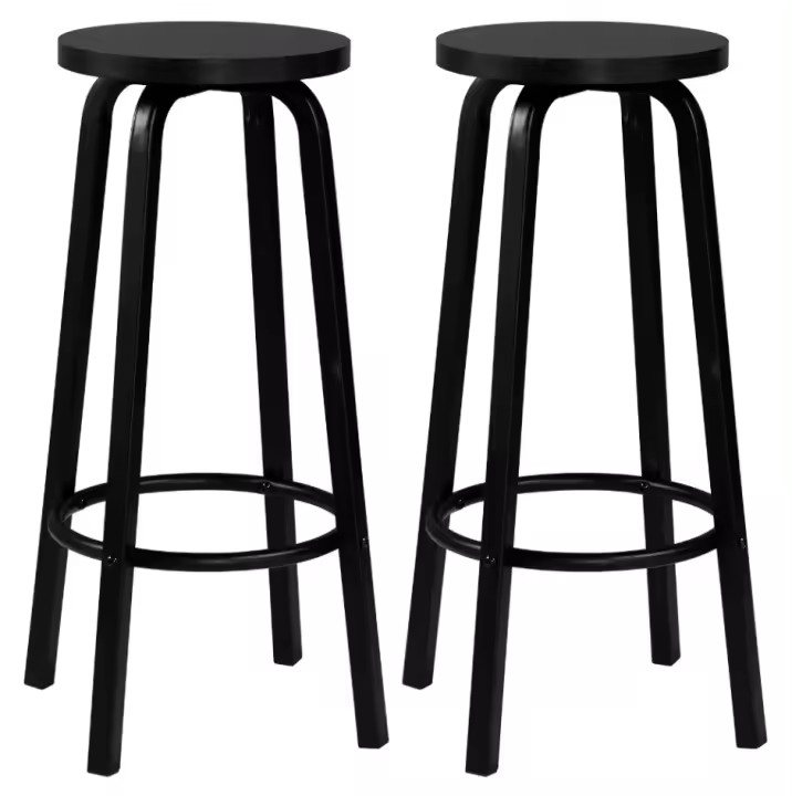 Set de 2 Taburetes de Barra de Metal Nórdico Altos Sillas de Desayuno de Cocina para Pub de Ocio - 1
