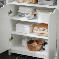 Armario de Baño Mueble Baño Auxiliar Organizador con 1 Comportamiento Abierto y 2 Puertas 70 x 35 x 90 cm Blanco BZR121-W ES - details 5