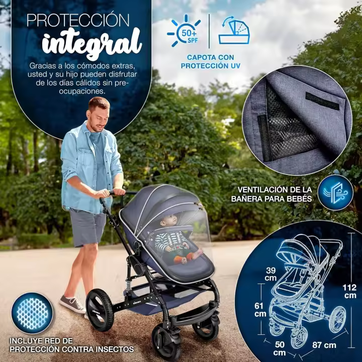 Carrito de Bebé 3 en 1 Silla de Paseo para Niños Carricoche de 3 Piezas - 1