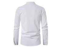 Camisas de lino y algodón para hombre con cuello mandarín, manga larga, estilo cómodo para otoño-primavera - details 6