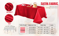 Mantel de satén rectangular rojo, mantel de boda, para Navidad, Baby Shower, eventos de cumpleaños, decoración de banquetes, comedor en casa - details 1