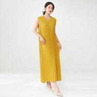 Vestido plisado para mujer, verano, nuevo, suelto, cuello en V, falda de talla grande, temperamento elegante - details 3