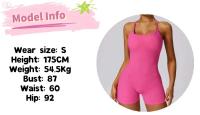 Mono deportivo con tirantes cruzados, ropa deportiva, pantalones cortos de Yoga, mono para mujer, monos deportivos con costura fruncida para gimnasio - details 8