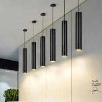 Lámpara colgante de tubo redondo, luz cilíndrica moderna para comedor, barra minimalista, Centro de cocina - details 0