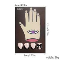 24 piezas de uñas cortas con lazo de almendra, perlas blancas y negras, puntas francesas dulces, uñas postizas artificiales - details 4