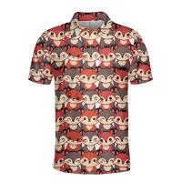 Polos de manga corta para hombre y mujer, camisetas con estampado de dibujos animados de animales, pingüinos, osos, ardillas, botones gráficos, 14 - details 6