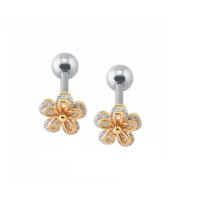 Juego de piercing de acero quirúrgico para el cartílago de la oreja, piercing de hélice tragus, barra superior, pendiente, tapones de túnel, 2 piezas, 16g - details 2