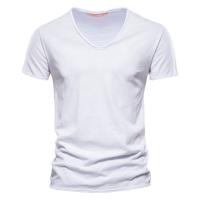 Camisetas de manga corta para hombre, camisetas informales de color sólido con cuello en v, Verano - details 3