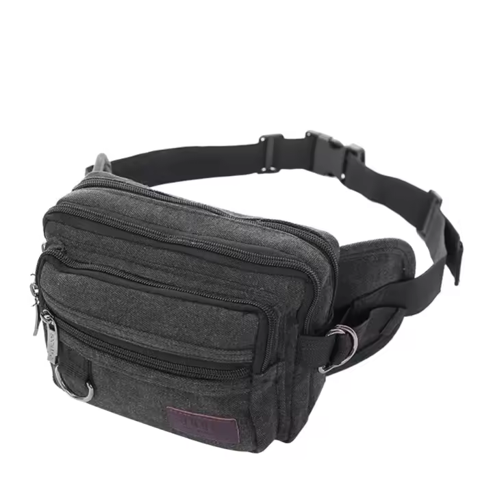 Riñoneras multicapa de 4 capas, bolso de lona multifunción de gran capacidad para el pecho, bolsillo para teléfono, riñonera, riñonera para ciclismo - 1
