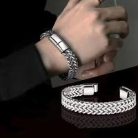 Pulsera para Hombre de Acero Inoxidable, Diseño Frontal y Trasero, Estilo Hip Hop Punk Premium, Cadena Cubana Moderna, Regalos para Hombre - details 0