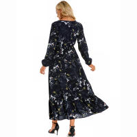 2024 mujeres Maxi vestido Casual de manga larga de cintura alta playa Mujer vestidos de gasa vestidos florales Mujer nuevo - details 15