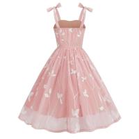 Vestido de Cintura Ajustado con Malla Bordada Retro 2024 Estilo Spaghetti Strap Vintage para Mujeres Ideal para Fiestas de Noche, Celebraciones y Cumpleaños - details 14
