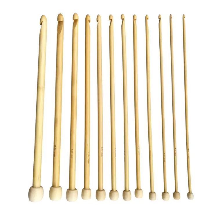 Agujas de Punto Afgano de Bambú 12 Tamaño 25CM 3.0MM-10.0MM Kit de Agujas de Punto para Costura Accesorios de Escritorio y Artesanía Hecho en China - 1