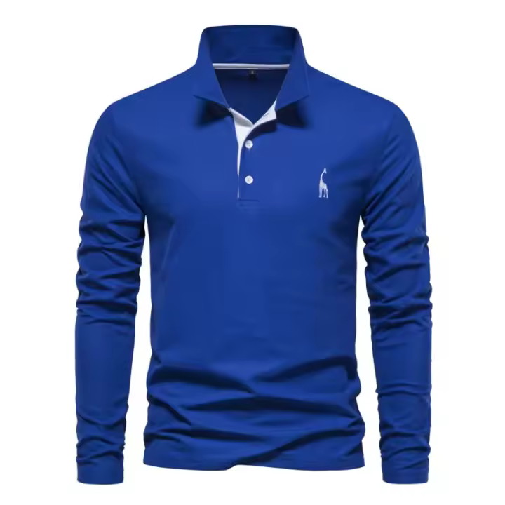polos hombre manga larga ropa hombre Deer Bordado Polos para hombre Color sólido Polos de manga larga para hombres Nueva primavera Polos de negocios sociales Hombre - 1