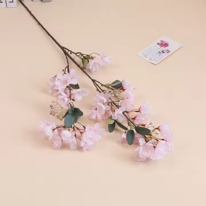 Flor de Lagerstroemia Artificial de 90cm, elegante rama de flores de cerezo de seda de plástico hecha a mano, tienda de flores falsas, decoración de Hotel - 1