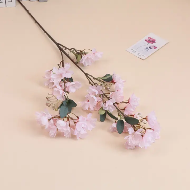 Flor de Lagerstroemia Artificial de 90cm, elegante rama de flores de cerezo de seda de plástico hecha a mano, tienda de flores falsas, decoración de Hotel - 1