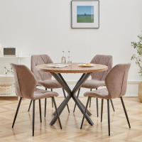 Mesa redonda nórdica de madera maciza con tapa de madera y marco de acero, mesas de centro, sala de estar, oficina, muebles para el hogar, 100CM - details 3