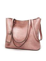 Bolso de cuero encerado para mujer, bolsa de hombro con doble correa, sencillo, para compras, 2022 - details 9
