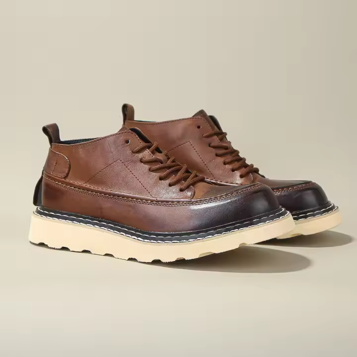 Botas de cuero de alta gama para hombres zapatos de piel de vaca pura zapatos altos de piel de vaca de primera capa - 1