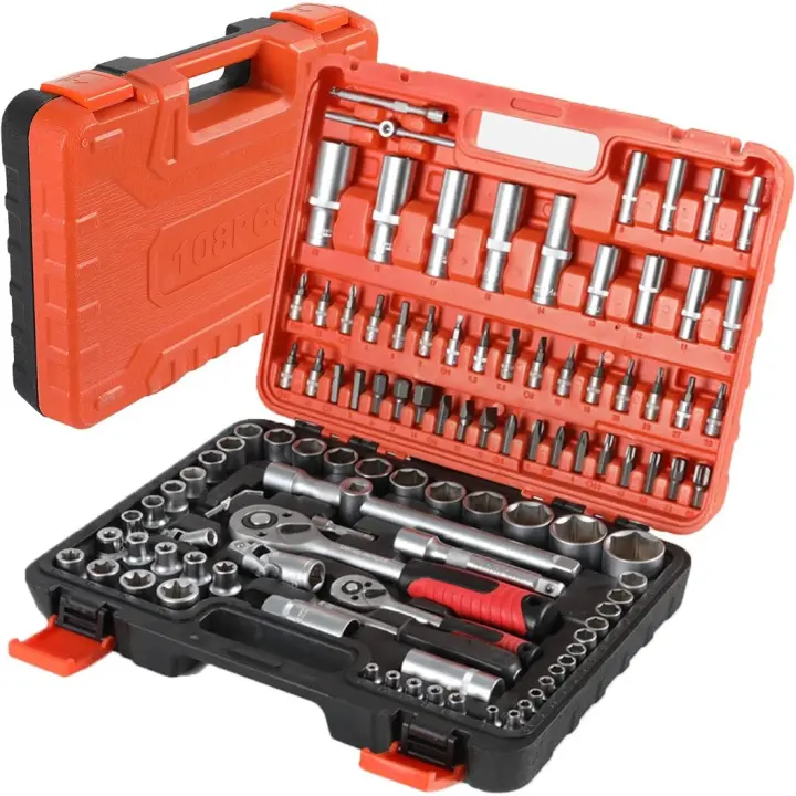 Caja de Herramientas para Automóviles Tamaño 41.6 x 32.8 x 8.7 cm Incluye Junta Universal, Llave de Extensión, Llave Hexagonal y Barra de Deslizamiento - 1