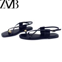 Sandalias de playa de moda para mujer, informales, cómodas, con parte inferior plana y cadena de metal cuadrada - details 8