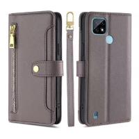 Funda magnética de cuero PU, funda tipo billetera con tapa Realme C21, cuerda colgante multifuncional - details 8
