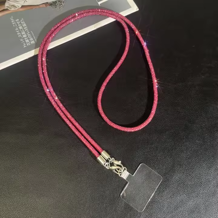 Cordón colgante con purpurina y diamantes de imitación para teléfono, cadena cruzada de estilo largo, cuerda para teléfono móvil, cadena de lujo antipérdida para teléfono móvil - 1