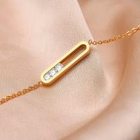 Pulsera de Cadena O de Piedra CZ Brillante Pulsera Femenina de Acero Inoxidable Dorado PVD - details 7