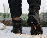 Botas de trabajo de cuero, punta de acero, zapatos cálidos de protección de seguridad contra golpes y golpes de terciopelo de invierno, botas de nieve para hombre - details 4