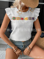 Blusa de manga corta de ganchillo para mujer 2025 Ence Bohemia Transparente Moda Primavera-Verano - details 7
