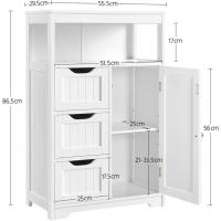 Estante Ajustable Auxiliar Cocina Multiusos Puertas Dobles para Salón Entrada Blanco 55,5x29,5x86,5 cm - details 4