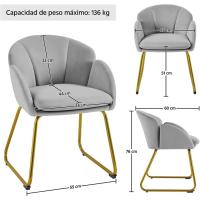Terciopelo Sillon para Dormitorio Silla para Comedor Cocina Pata Metal Silla Sala de Estar Rosa Claro - details 49