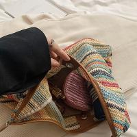 Bolso de hombro tejido a la moda, bolso de paja de gran capacidad de ratán, bolsos grandes trenzados hechos a mano para playa de verano - details 0