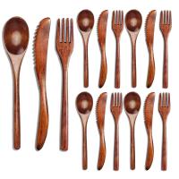 Juego de cubiertos de madera para cocina, Set de Cubiertos de 15 piezas, cuchara, tenedor, cuchillo - details 0