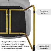 Tapizada Terciopelo con Apoyabrazos y Respaldo Ergonómico Gris - details 2