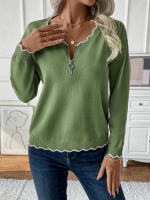Otoño Invierno suéteres de punto con cuello redondo para mujer jersey casual - details 1