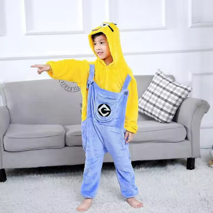 Niños Minions dibujos animados lindo pijamas ropa de dormir mono de fiesta Pjs Cosplay traje ZX - 1