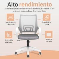 Silla Oficina con Apoyo Lumbar, Estructura de Plastico, Malla Transpirable, Ruedas Giratorias 360 °   Soporta hasta 120kg - details 12